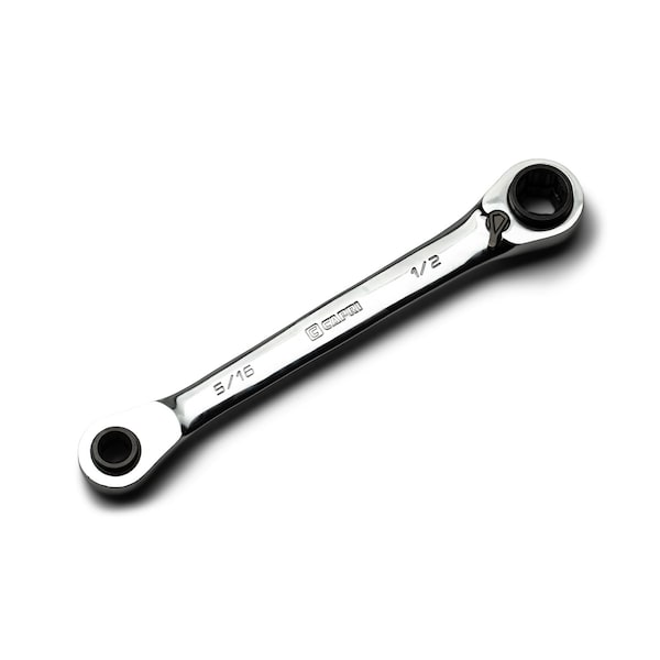 4-in-1 120-Tooth Box End Reversible Ratcheting Wrench, 5/16, 3/8, 7/16, 1/2 in., SAE